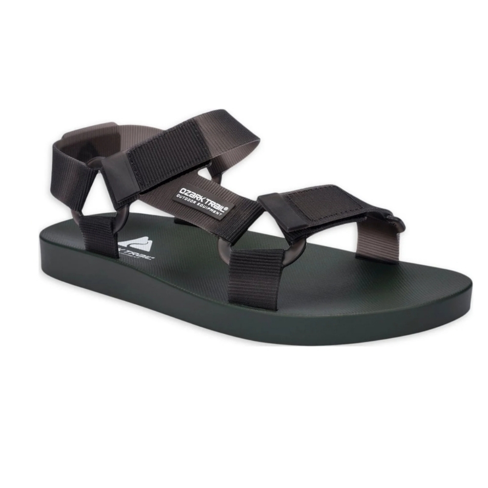 Ozark Trail Mens Size 8 Velcro Strap Rubber Dark green Sandals